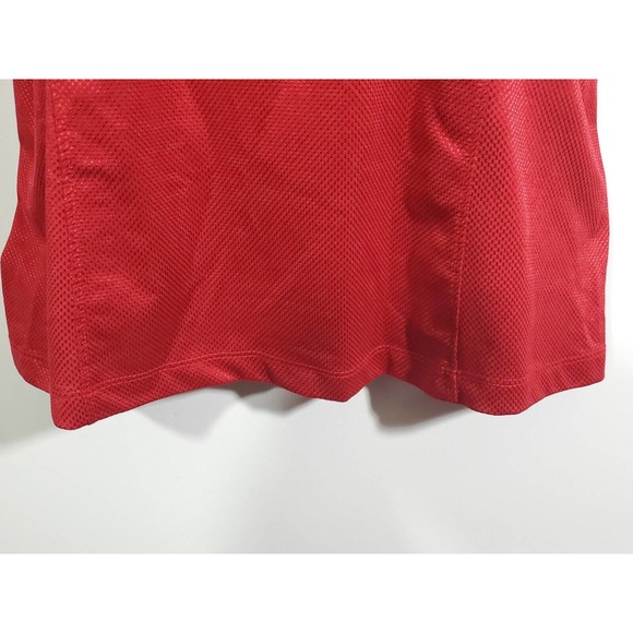 Tail Women's Short Sleeve Golf Polo Shirt Size L Red Zip Polyester Silver Studs - Picture 4 of 8